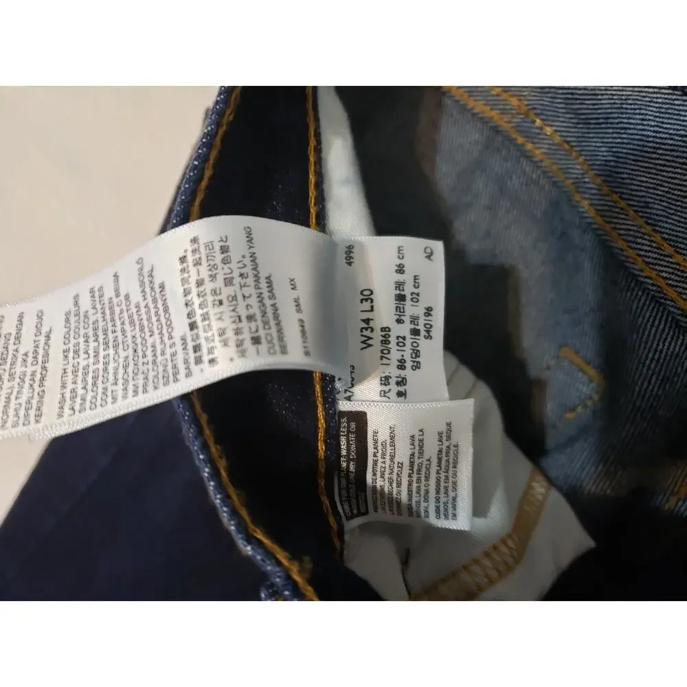 Levis 505 Regular Fit Mens Jeans Straight Leg Dark Wash Denim 34 x 30 R336